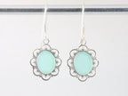 Fijne opengewerkte zilveren oorbellen met aqua chalcedoon afbeelding 4