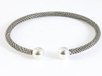 Fijn bewerkte zilveren klemarmband met hoogglans bollen afbeelding 3