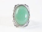 Zware bewerkte zilveren ring met jade afbeelding 4