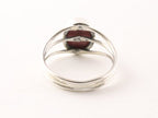 Opengewerkte zilveren ring met rhodoniet afbeelding 3