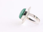Bewerkte ovale zilveren ring met malachiet afbeelding 2