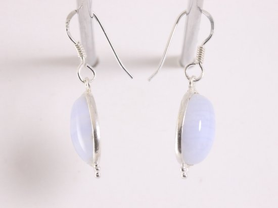 Zilveren oorbellen met blauwe lace agaat afbeelding 2