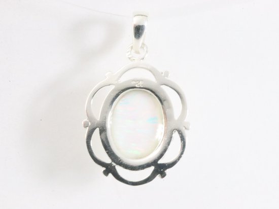 Opengewerkte zilveren hanger met welo opaal afbeelding 3