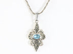Zilveren hanger met amethist en marcasiet aan ketting afbeelding 4