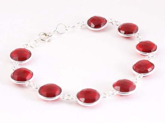 Zilveren armband met rode kristal afbeelding 2