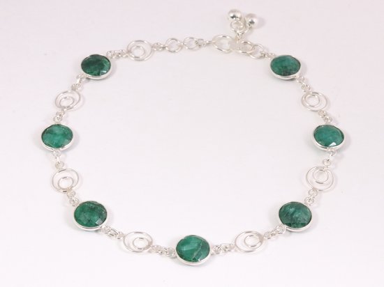 Zilveren enkelband met smaragd afbeelding 1