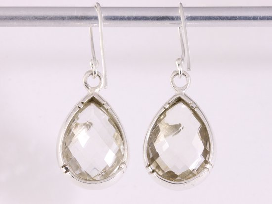 Bewerkte zilveren oorbellen met bergkristal afbeelding 3