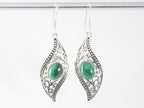 Lange bewerkte zilveren oorbellen met malachiet afbeelding 4