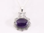 Grote opengewerkte zilveren hanger met amethist aan ketting afbeelding 4
