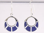Ronde zilveren oorbellen met lapis lazuli afbeelding 4