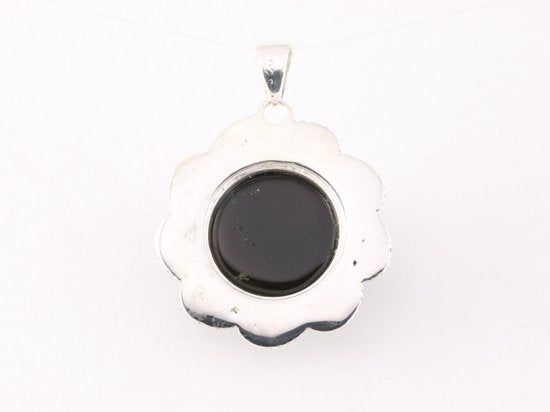 Bewerkte zilveren hanger met onyx afbeelding 3