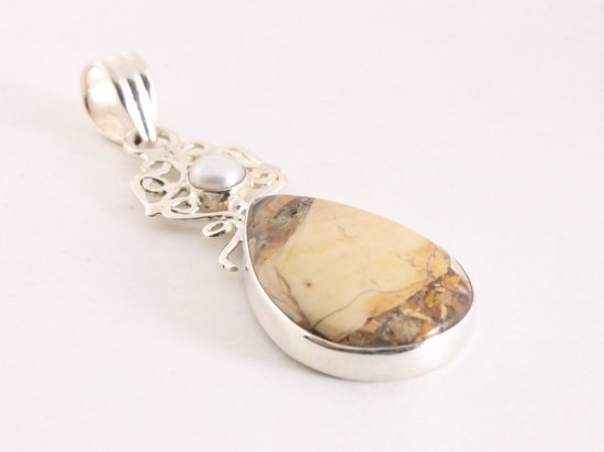 Zilveren hanger met mookaiet en parel afbeelding 2