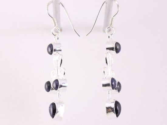 Lange zilveren oorbellen met blauwe zonnesteen afbeelding 2