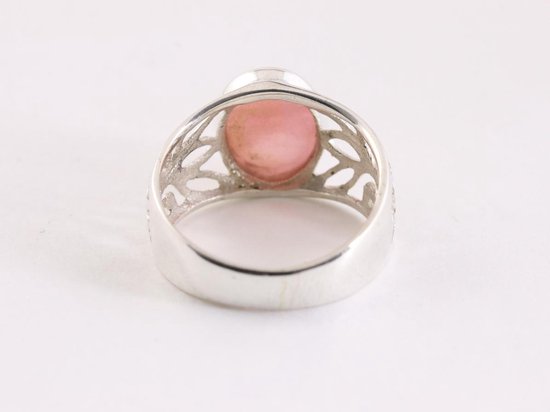 Opengewerkte zilveren ring met rhodochrosiet afbeelding 3