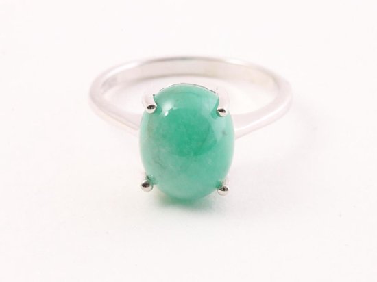Hoogglans zilveren ring met sakota smaragd afbeelding 4