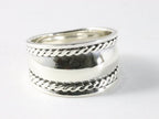 Brede hoogglans zilveren ring met kabelpatronen afbeelding 1