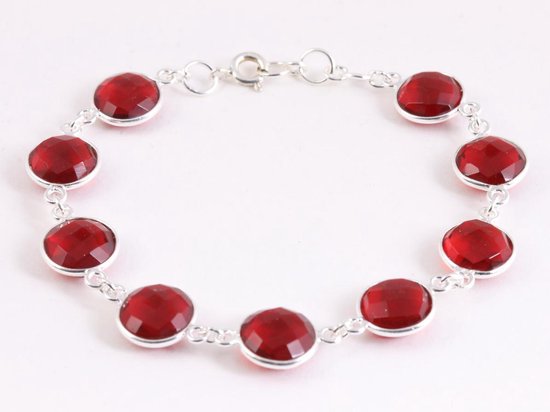 Zilveren armband met rode kristal afbeelding 1