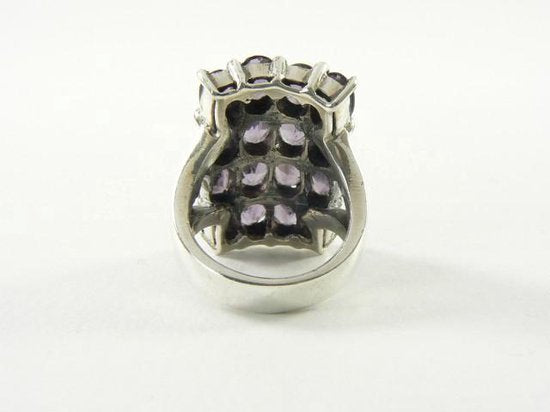 Rechthoekige zilveren ring met amethist afbeelding 3