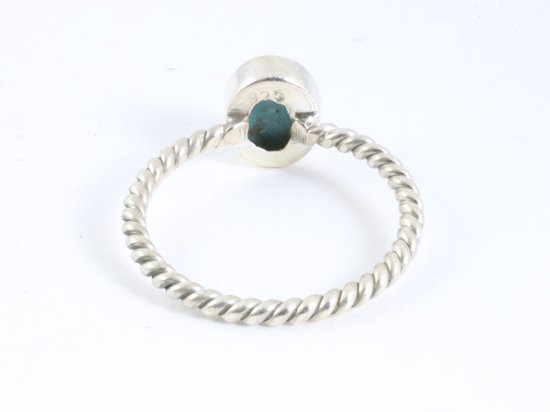 Fijne zilveren ring met blauwe koperturkoois - maat 19 afbeelding 3