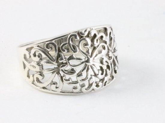 Opengewerkte zilveren ring afbeelding 1