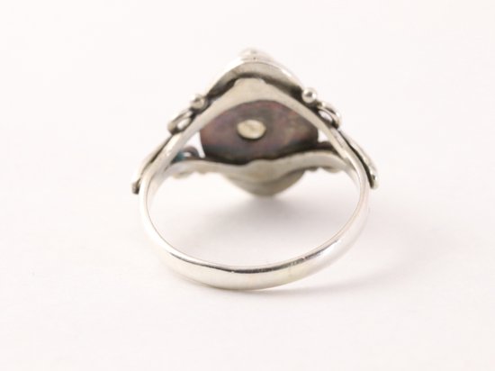 Fijne bewerkte zilveren ring met gouden rutielkwarts afbeelding 3