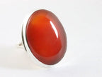 Grote ovale zilveren ring met carneool afbeelding 1