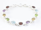 Hoogglans zilveren armband met multi color edelstenen afbeelding 1