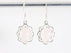 Fijne opengewerkte zilveren oorbellen met rozenkwarts afbeelding 4