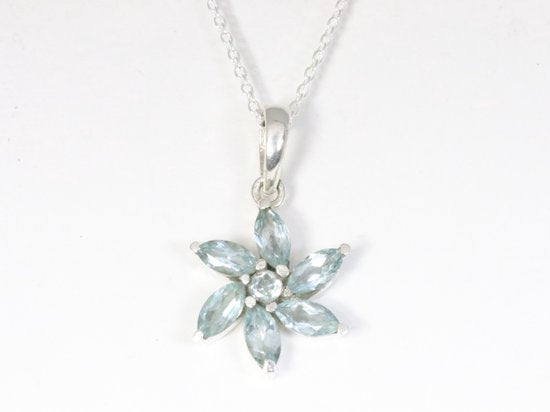 Zilveren hanger met blauwe topaas aan ketting afbeelding 4