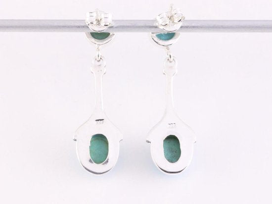 Bewerkte zilveren oorstekers met amazone turkoois afbeelding 3