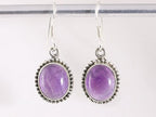 Bewerkte ovale zilveren oorbellen met amethist afbeelding 4