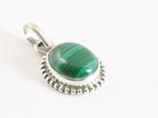 Fijne bewerkte ovale zilveren hanger met malachiet afbeelding 2