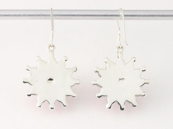 Bloemvormige zilveren oorbellen met malachiet afbeelding 3