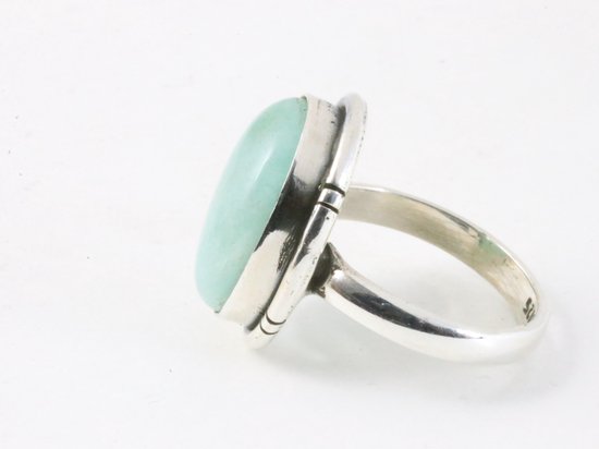 Ovale zilveren ring met groene amazoniet afbeelding 2