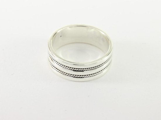 Zilveren ring met fijne kabelpatronen afbeelding 2