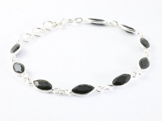 Fijne zilveren armband met onyx afbeelding 2
