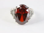 Zware zilveren ring met granaat en marcasiet afbeelding 4