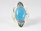 Langwerpige zilveren ring met blauwe turkoois afbeelding 4