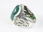 Zware bewerkte zilveren ring met jade afbeelding 2