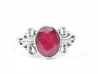 Fijne bewerkte zilveren ring met robijn afbeelding 4