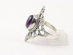 Opengewerkte zilveren ring met amethist afbeelding 2