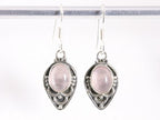 Fijne bewerkte zilveren oorbellen met rozenkwarts afbeelding 4
