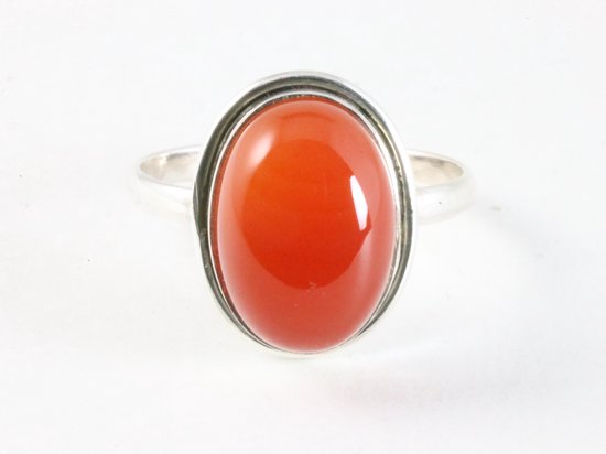 Ovale zilveren ring met carneool afbeelding 4