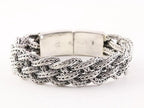 Zware gevlochten zilveren armband met kliksluiting afbeelding 3