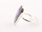 Ovale hoogglans zilveren ring met abalone schelp afbeelding 2
