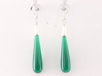 Lange zilveren pegel oorbellen met groene agaat afbeelding 2