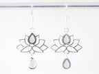 Zilveren lotus oorbellen met amethist afbeelding 3