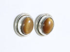 Fijne ovale zilveren oorstekers met tijgeroog afbeelding 1