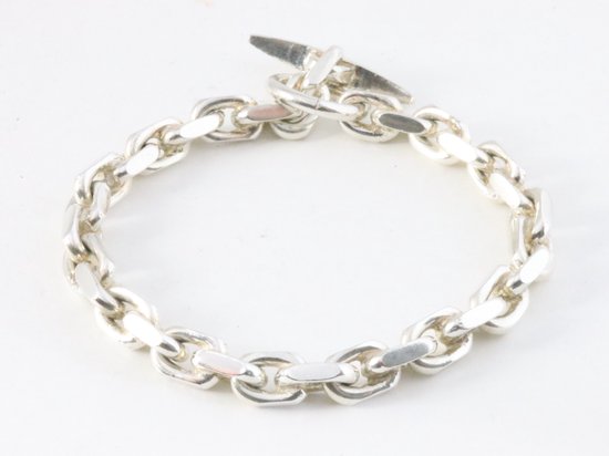 Zware zilveren armband met anker schakels afbeelding 1