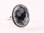 Ovale zilveren ring met sneeuwvlok obsidiaan afbeelding 1